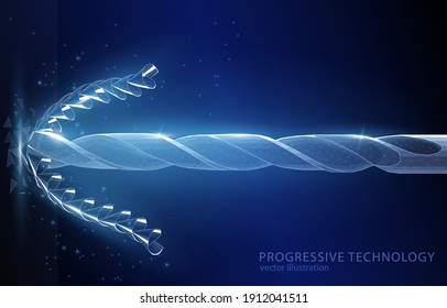 Vector concept illustration of a drill with metal shavings, on a dark blue background, a symbol of mechanical engineering, metallurgy and production.