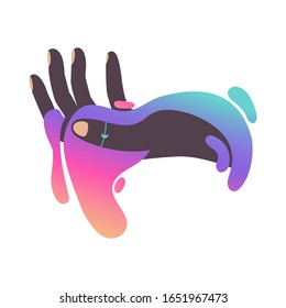 Vector concept illustration with hand in bright liquid gradient. Trendy vector illustration. Eps 10.