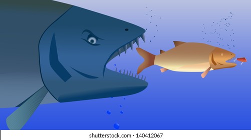 vector concept illustration of hunted hunter, raster version available