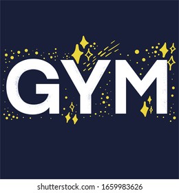Vector Concept illustration with large word gym. Creative lettering.