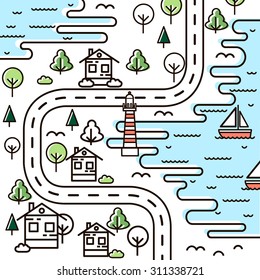 Vector concept illustration in linear style.Background for card.