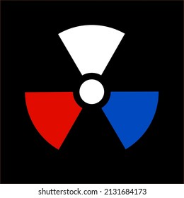 Vector concept illustration of nuclear war with nuclear symbol and Russian flag.