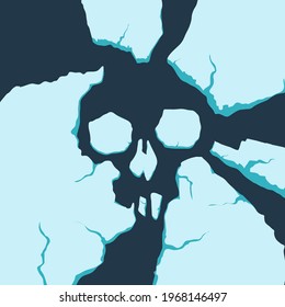 vector concept illustration on the theme of ecology, ecological crisis, global warming, melting glaciers, saving glaciers. ice floes that melt will form a skull. can be used as a social poster.