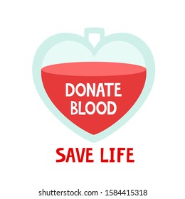 Vector concept illustration of pack of blood with text. World blood day flat illustration used for donor day poster, hospital website, magazine