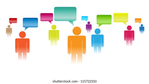 Vector concept illustration of people figures expressing their opinions.