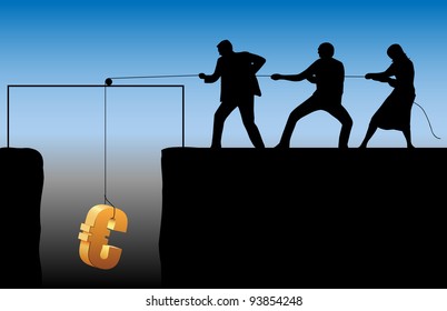 vector concept illustration of people teamwork for saving euro, raster version available