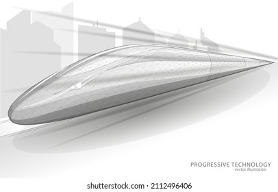 Vector concept illustration polygonal on a white background, a futuristic high-speed train, a symbol of transport, logistics, business, travel, infrastructure.