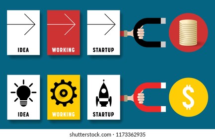 Vector concept illustration for printed materials, website, promotional materials with theme of startup