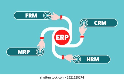 Vector concept illustration for printed materials, website, promotional materials with theme of ERP system.