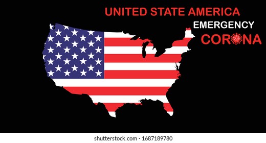 Vector concept illustration united state of america lockdown with maps and lock symbol