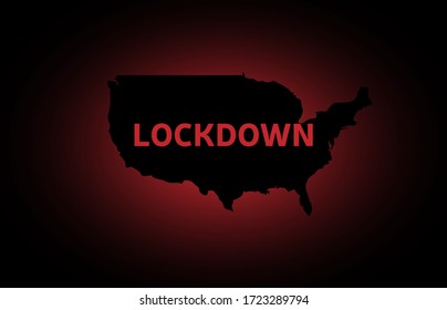 Vector concept illustration united state of america lockdown with map