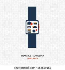 vector concept illustration of wearable technologies, smart phone