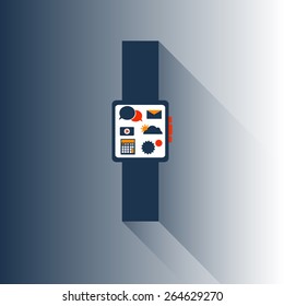 vector concept illustration of wearable technologies, smart phone