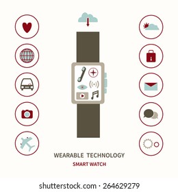 vector concept illustration of wearable technologies, smart phone