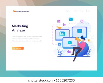 Vector Concept Illustration of web page ideas for business, shopping sites, and marketing analyze. Modern vector illustration concept for mobile web. Flat Gradient Style