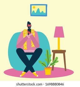Vector concept illustrations of World Book Day, Reading the books and Book festival in the flat style. People stay at home and read a book