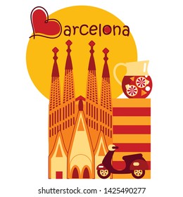 vector concept image of Barcelona symbols