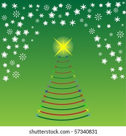 Vector concept image of a christmas tree and snowflakes