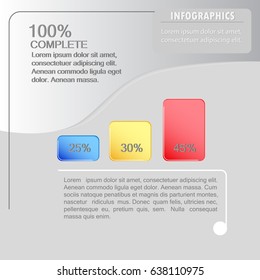 A vector concept of the infographic design. Three-step percentage breakdown. 