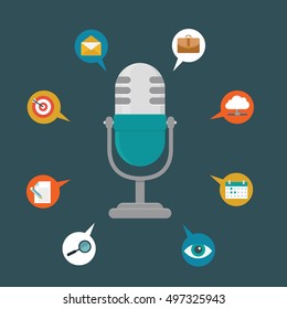 Vector concept of intarction and support. Remote consultation vector illustration