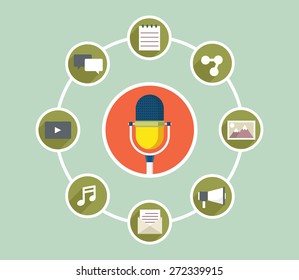 Vector concept of interaction and communication - vector illustration
