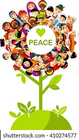 Vector concept of international people children tree
Set of vector illustration multicultural national people in traditional costumes 