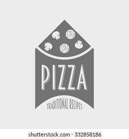 Vector concept of italian pizza logo. Can be used to design menu, business cards, posters, print on T-shirts or textile