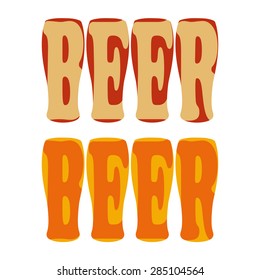 vector concept lettering beer enter in glasses for dark and light beers