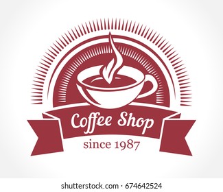 Vector concept of a logo with cup of coffee