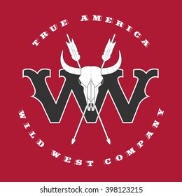Vector concept logo Wild West for company, product, event. Bull riding concept graphic symbol
