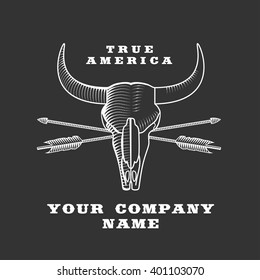 Vector concept logo Wild West, bull riding, cowboy design element