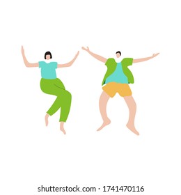 Vector concept. Man and woman dancing and having fun in summer clothes