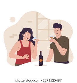 Vector concept of man and women drinking beer together. Illustration for websites, landing pages, mobile apps, posters and banners. Trendy flat vector illustration