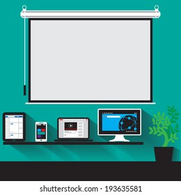 vector concept of modern business workspace
