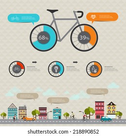 Vector concept modern Design Fitness and sports statistics with bicycle infographics