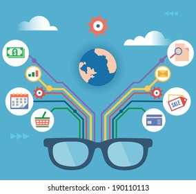 Vector concept of modern technology and management business - vector illustration