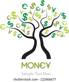 vector concept with money tree motive isolated on white background