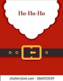 Vector concept of New Year holiday card. Santa Claus belt and beard on which you can write your congratulatory inscription. Merry Christmas and a Happy New Year.