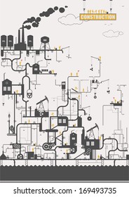 Concepto de vector - fábrica de aceite (construcción)