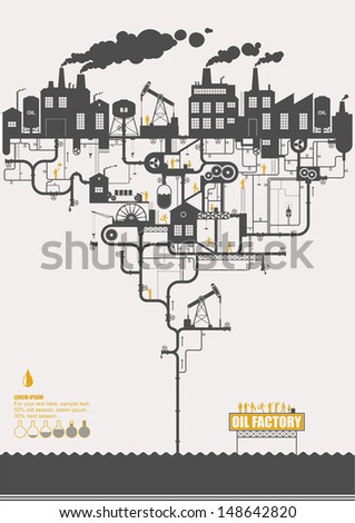 Vector concept - oil factory ( info graphic )