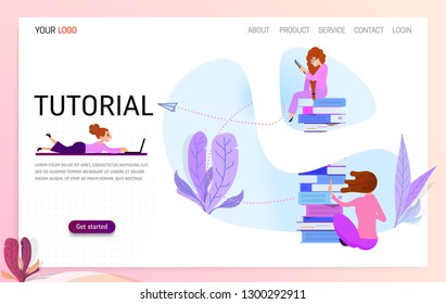Vector concept for online education. Flat 2D design. Online training courses, retraining, specialization, tutorials. Can be used for web design, banners, promotional materials