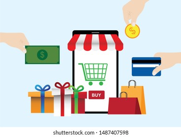 Vector Concept of Online Mobile Phone Shopping