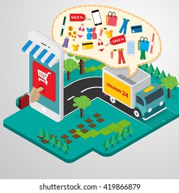 Vector concept of online shop