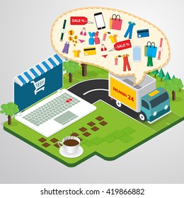 Vector concept of online shop