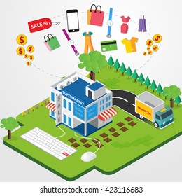 Vector concept of online shop
