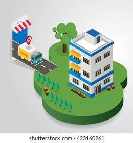 Vector concept of online shop
