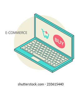 Vector concept of online shop in 3d flat design