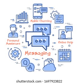 Vector concept of online support - bubble messaging icon