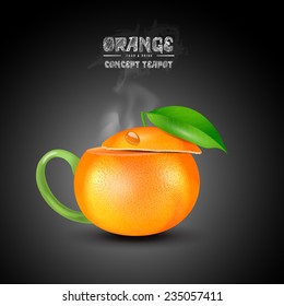 vector concept orange teapot on black background