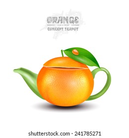vector concept orange teapot on white background